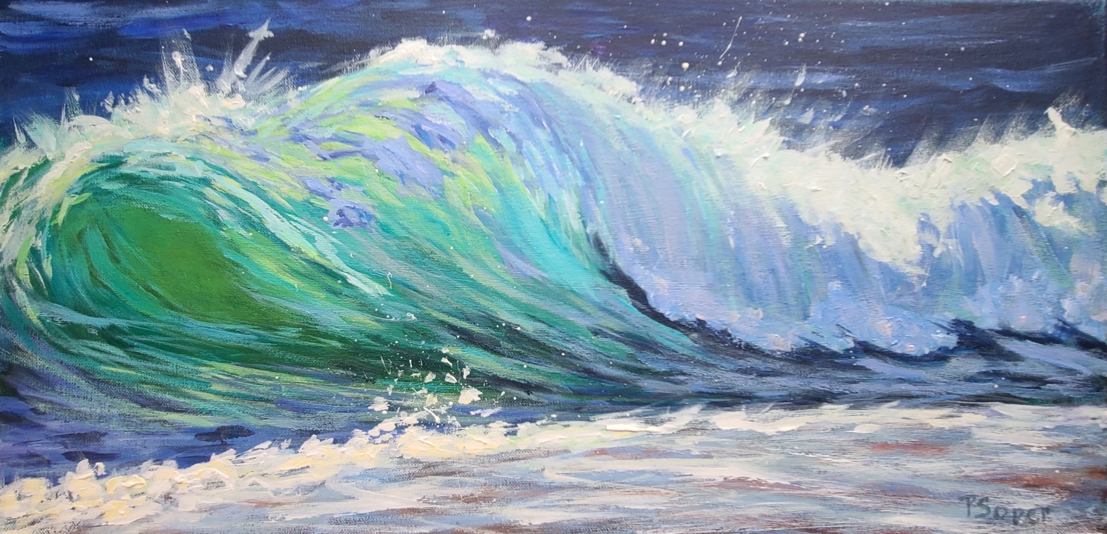 Emerald Wave, an acrylic painting by Paula Soper